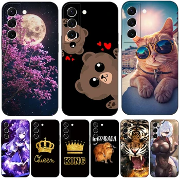 Для Samsung Galaxy S22|S22 +|S22 Ultra 5G Case S22 Plus Задняя Крышка телефона Бампер черный чехол из тпу cute bear girl